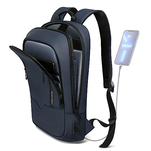 hk Backpack for Men Business Slim Backpack Lightweight Laptop Bag USB Port | Anti-theft Travel Backpacks 15.6 inch Laptop Water Resistant Computer Bag for Work Office College-Dark Blue - color: Blue, size: 15.6 Inch