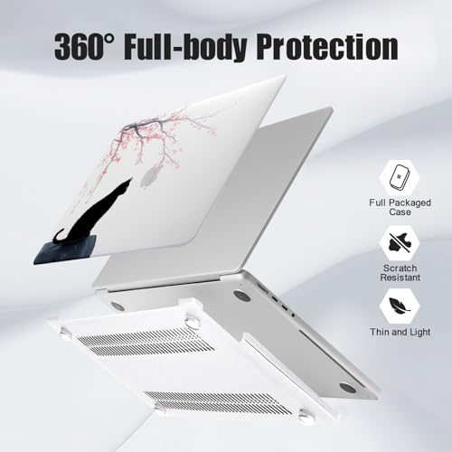DTangLsm for MacBook Air 15 inch Case M5 M4 M3 M2 2026-2023 Laptop Cover | Model A3448 A3241 A3114 A2941, Cute Clear Plastic Hard Shell Mac Air 15 Laptop Case and Keyboard Cover, Black Cat - color: Black Cat