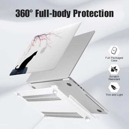 DTangLsm for MacBook Air 15 inch Case M5 M4 M3 M2 2026-2023 Laptop Cover | Model A3448 A3241 A3114 A2941, Cute Clear Plastic Hard Shell Mac Air 15 Laptop Case and Keyboard Cover, Black Cat - color: Black Cat