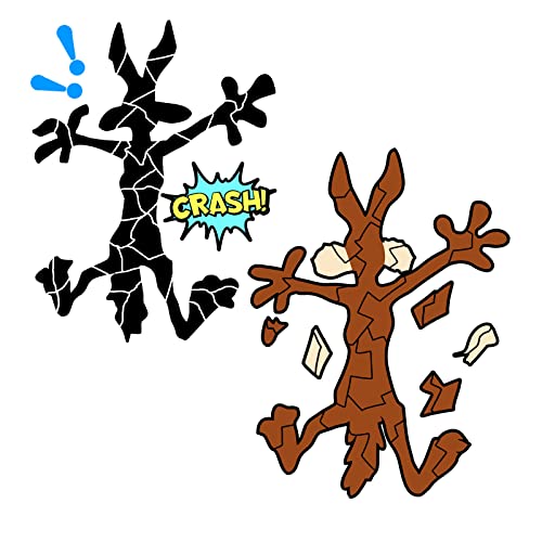 Scratch and Dent Fix Car Stickers, Funny Cartoon Coyote Splash Into Pieces, Bumper Stickers for Jeep, Van, Auto, Truck, Motorcycle, Laptop, Skateboard, Wall, Window Decals Band-Aid Stickers - color: Coyote-m