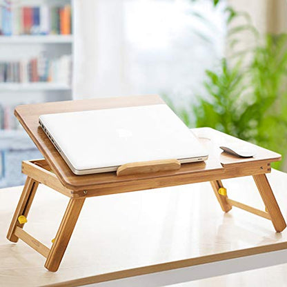 Lap Desk Bamboo Bed Tray Table Fits up to 17.7 Inch Foldable Laptop Desk for Breakfast Homework Study Reading Eating Food Tray Table