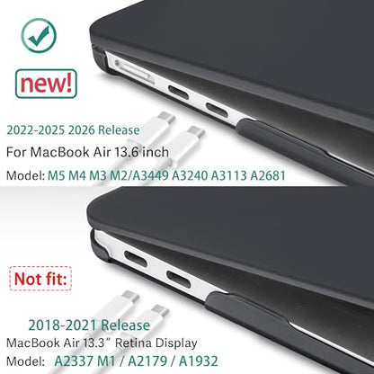 May Chen Case for MacBook Air 13/13.6-inch (M5/M4/M3/M2, 2022-2026 Models A3449 A3240 A3113 A2681), Lightweight | Closes Seamlessly | Ideal for Work Hard Shell Case, Matte Black - color: Matte Black