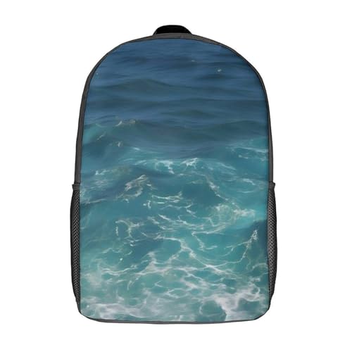 Laptop Backpack with Pocket, Large, Adjustable 17 Inch Bag, Waterproof | The Deep Blue Sea Computer Bag for Work, Breathable, Expandable Backpack for Women Men, Portable