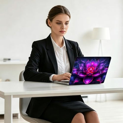 Universal Laptop Skin Decal, 3-Piece Vinyl Protector for 12 13 14 15.6" Notebook, Waterproof Anti-Scratch, Easy Trim & Bubble-Free Finish, Purple Glowing Lotus - color: Purple Glowing Lotus