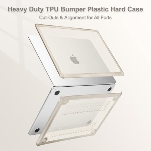 MOSISO Compatible with MacBook Air 15 inch Case M5 2026 M4 M3 M2 2025-2023 | A3448 A3241 A3114 A2941,Anti-Cracking,Heavy Duty Shock-Absorbing Hard Shell Case with TPU Bumper&Keyboard Cover, Starlight - color: Starlight