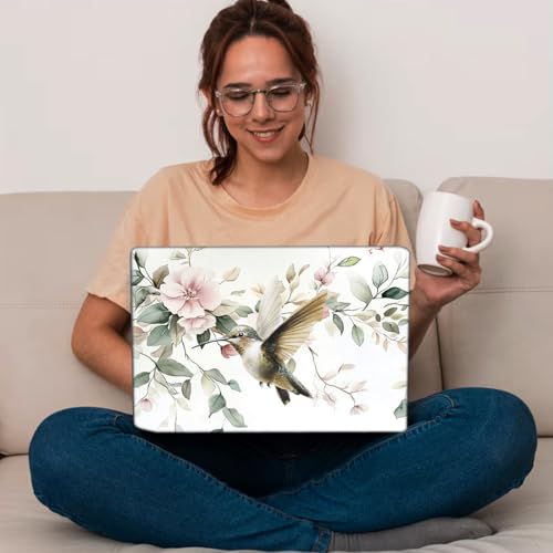 SUPERDANT Flowers Hummingbird Laptop Skin Decal Universal Laptops Skin Sticker Notebook Protector 12 13 13.3 14 15 15.4 15.6 Inches Vinyl Cover Removable Waterproof Personalized Art Decal White Green - color: White+green