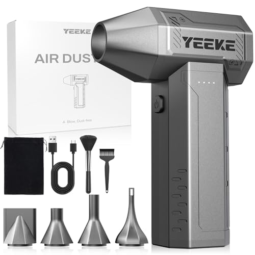 Compressed Air Duster, 300000 RPM & 400 G Wind Pressure, 10000 mAh Battery with Fast Charging, 4-Gear Electric Air Duster Rechargeable, Electric Duster Mini Blower with LED for Office Cleaning