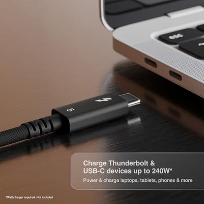 CalDigit Thunderbolt 5 Pro Braided Cable - 120Gbps 240W Power Delivery, Compatible with Thunderbolt 3, 4, USB4 Type C, MacBook Pro, iMac, iPhone 17 Max, Black (1m/3.28ft/39.37")