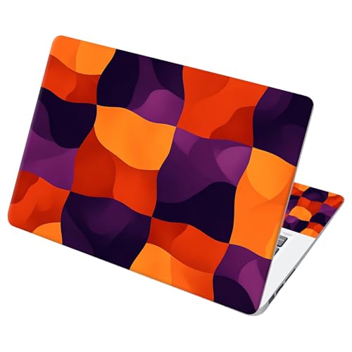 Universal Laptop Skin Sticker with 2 Wrist Pad Decals, 3-Piece Removable Vinyl Laptop Cover, Distorted Color Grid Waterproof Anti-Scratch, Easy-Trim Fit for 13.3" 14" 15.6" Laptops - color: Distorted Color Grid