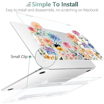 TWOLSKOO for MacBook Air 15 inch Case 2026 2025 2024 2023 Release M5 A3448 M4 A3241 M3 A3114 M2 A2941, Plastic Hard Shell & Screen Protector & Keyboard Cover & Trackpad Film, Beautiful Flowers - color: Beautiful Flowers D020
