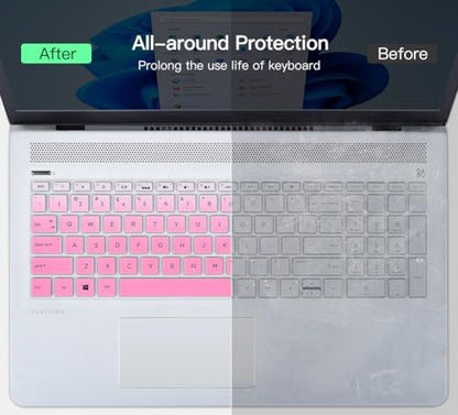 Keyboard Cover for HP Laptop 15-db 15-dw 15-dy 15-da 15-bs/bw 15-ef 15t 15z 15.6" Model 15-db0011dx 15-dy1043dx/dy1051wm 15-dw0037wm/dw1083wm 15-ef1001ds, HP 17-by/bs/ca 17.3 Keyboard Skin, Ombre Pink - color: Ombre Pink