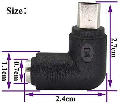 90° USB Right Angle Mini USB Male to DC 5.5x2.1mm Barrel Power Connector 5V Charger (2Pack) - color: Mini