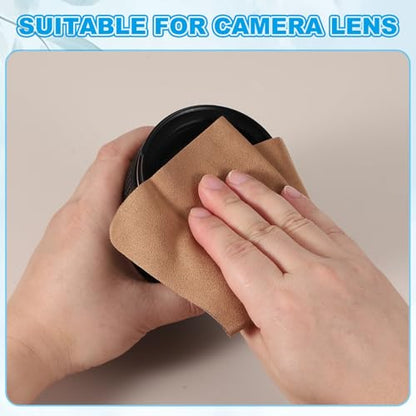 PATIKIL Glasses Cleaning Cloth 6.9" x 5.7", 12 Pcs Microfiber Eyeglasses Cleaner Cloths Soft Suede Wipe Screen for Camera Len Eyeglass Screens Phones Smart Devices, Brown - color: Brown, size: 6.9" x 5.7"