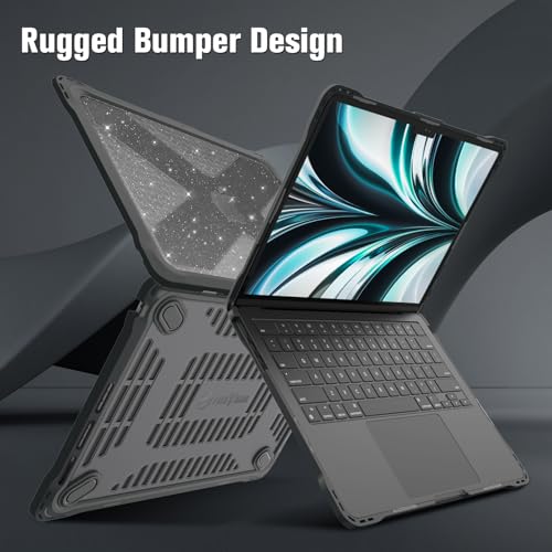 Fintie Case for MacBook Air 13.6 Inch A3449 A3240 A3113 A2681 (2022 2023 2024 2025 2026 Release) - Heavy Duty Rugged Hard Shell Case Cover for MacBook Air 13 Inch M2 M3 M4 M5 Chip, Glittering Clear - color: Glittering Clear
