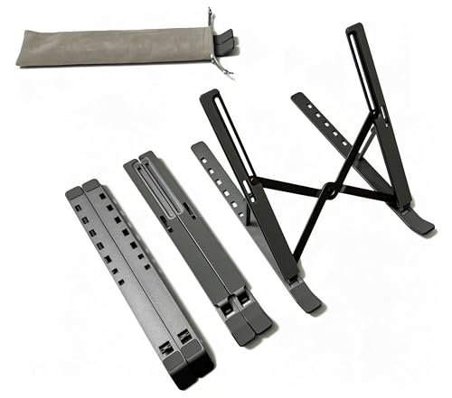 Desktop Laptop Stand, iPad Stand, Aluminum Alloy, Portable Foldable, 7 Level Adjustable, Ergonomic, Suitable for Laptops Up to 18 Inches, Easily Put it in Bag and use it Anywhere (1, Grey) - color: Grey