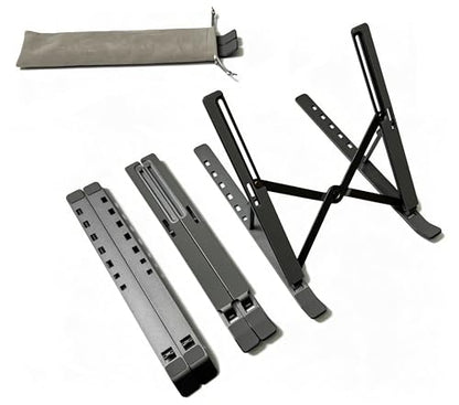 Desktop Laptop Stand, iPad Stand, Aluminum Alloy, Portable Foldable, 7 Level Adjustable, Ergonomic, Suitable for Laptops Up to 18 Inches, Easily Put it in Bag and use it Anywhere (1, Grey) - color: Grey