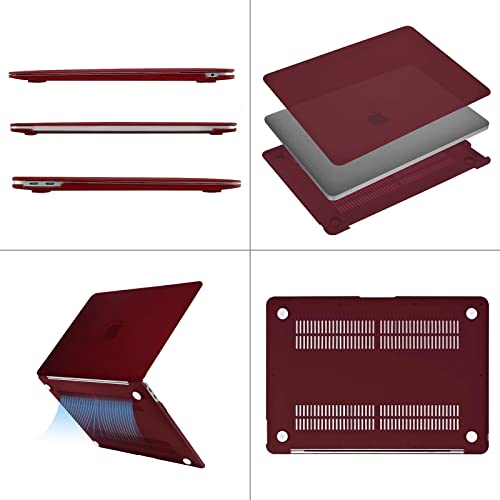 MOSISO Compatible with MacBook Air 13 inch Case M1 2021 2020 2019 2018 | A2337 A2179 A1932, Protective Hard Shell&Keyboard Cover&Screen Film&Pouch for MacBook Air 13.3 inch Case, Marsala Red - color: Marsala Red