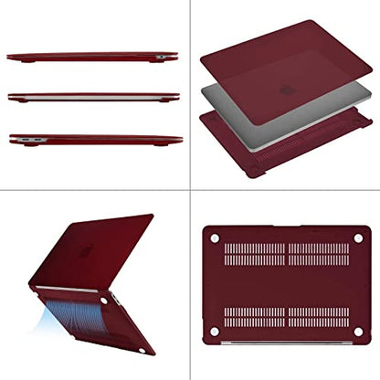 MOSISO Compatible with MacBook Air 13 inch Case M1 2021 2020 2019 2018 | A2337 A2179 A1932, Protective Hard Shell&Keyboard Cover&Screen Film&Pouch for MacBook Air 13.3 inch Case, Marsala Red - color: Marsala Red