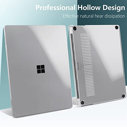 TWOLSKOO Case for 13.5" Microsoft Surface Laptop 5/4/3 with Metal Palm Rest Model 1951/1868, Protective Plastic Hard Shell & Keyboard Cover & Screen Protector & Dust Plugs, Crystal Clear