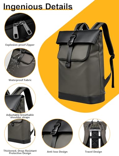 Lightweight Laptop Backpack 17Inch for Women & Men Professional Business Computer Bag with Back Cushioning Carry on Waterproof Travel Computer Backpack Resistant Travel Work Citywalk Gray - color: Gray