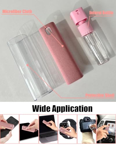 Touchscreen Mist Cleaner Screen Cleaner Spray Bottle Tool Screen Cleaner for iPhone iPad AirPods Eyeglasses Smartphones Tablet Versatile Cleaners Cute Pink Car Accessories (2 Units) - color: 2Pink