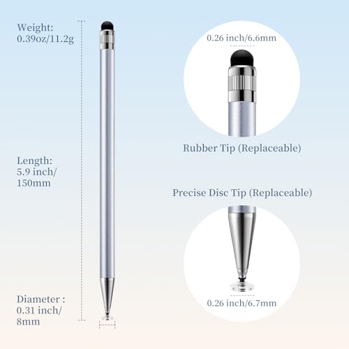 ChaoQ 2-in-1 Stylus Pen for Touchscreen, 6 High Sensitivity Stylus (Silver) - color: 6 Silver