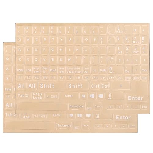 English Keyboard Stickers Big Letter Full Set (120 Pcs), Universal PC Computer Laptop Desktop Keyboard Replacement English Keyboard Stickers, Transparent Background with White Lettering（2 Pack） - color: English transparent/white letters