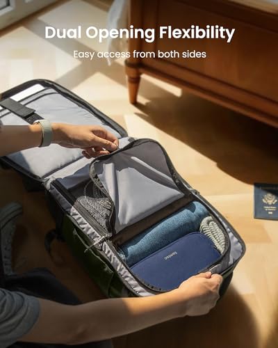 tomtoc Travel Backpack, TSA Friendly Flight Approved Carry-on Luggage Hand Water-resistant Lightweight Business Rucksack - color: Green-ripstop, size: 28L