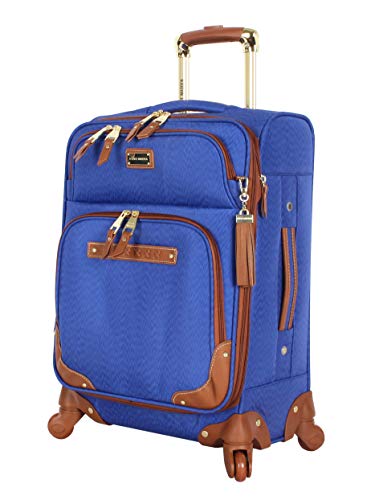 steve madden Designer Luggage Collection - Lightweight Softside Expandable Suitcase for Men & Women - Durable 20 Inch Carry On Bag with 4-Rolling Spinner Wheels, Global Blue, 20in, Spinner - color: Global Blue, size: 20 inches