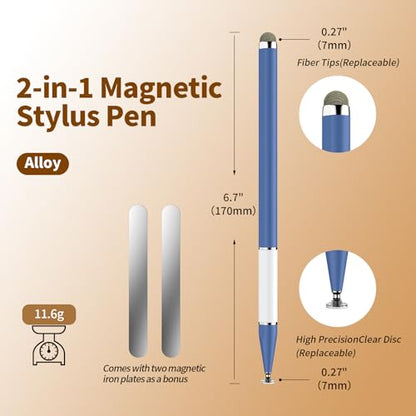 Bopomofo Stylus Pen for Touchscreen,3PCS 2-in-1 Magnetic Stylus Pen | High Sensitivity & Precision Stylus,Extended Pen Body Design,Compatible with Touch Screens(6 Tips+2 Magnetic Sheets) - color: Blue/Light Green/Dark Green