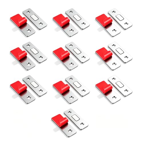 Cabinet Door Catch -10 Pack Ultra Thin Cabinet Door Magnetic Catch,Cabinet Magnets,Adhesive Drawer Latch,Cabinet Magnetic Catch,Strong Hold for Drawer Closet Door Magnetic Door Catch Closer-Silver - color: Sliver, size: 10 Pack