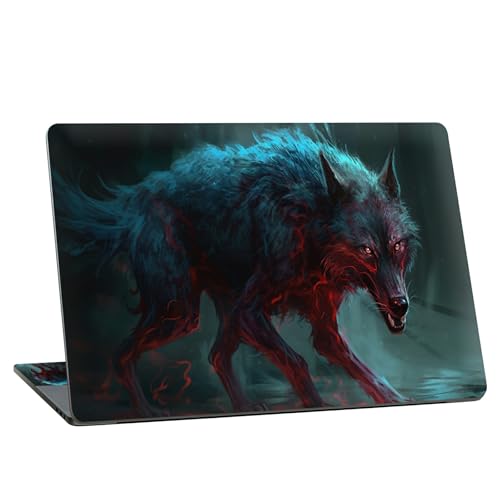 Universal Laptop Skin Sticker with 2 Wrist Pad Skins, Waterproof Scratch Resistant Vinyl Laptop Cover Decal, Cut to Fit for 11–15.6 Inch MacBook HP Dell Lenovo, Lightning Wolf - color: Lightning Wolf