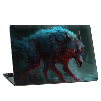 Universal Laptop Skin Sticker with 2 Wrist Pad Skins, Waterproof Scratch Resistant Vinyl Laptop Cover Decal, Cut to Fit for 11–15.6 Inch MacBook HP Dell Lenovo, Lightning Wolf - color: Lightning Wolf