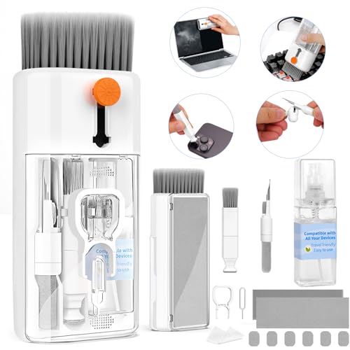 Keyboard Cleaner Laptop Cleaning Kit - All in One Computer Tech Cleaning Brush, Multi-Function Pc Accessories with Airpod Cleaning Kit, Electronic Laptop Screen Cleaner for MacBook, iPhone, Gaming - color: Bright White