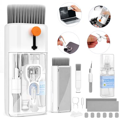 Keyboard Cleaner Laptop Cleaning Kit - All in One Computer Tech Cleaning Brush, Multi-Function Pc Accessories with Airpod Cleaning Kit, Electronic Laptop Screen Cleaner for MacBook, iPhone, Gaming - color: Bright White