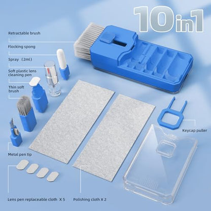 Keyboard Cleaner & Laptop Cleaning Kit, All-in-1 for Computer PC, SkyBlue | Electronics Deep Cleaning Reusable Brush Tool, Screen-Safe Spray, for iPhone iPad Macbook Airpod Camera, Gaming Accessories - color: SkyBlue