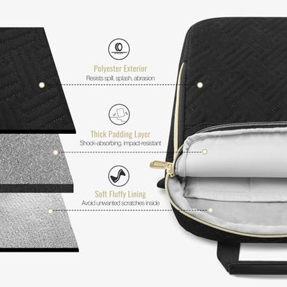 MoKo 15-inch Puffer Laptop Sleeve Shoulder Bag Carrying Case with Handle | Fits MacBook Air 15-inch, MacBook Pro 14-inch M5/M4/M3/M2 and Galaxy Tab S10 FE Ultra 14.8-inch, Black - color: Black, size: 15.6 Inch