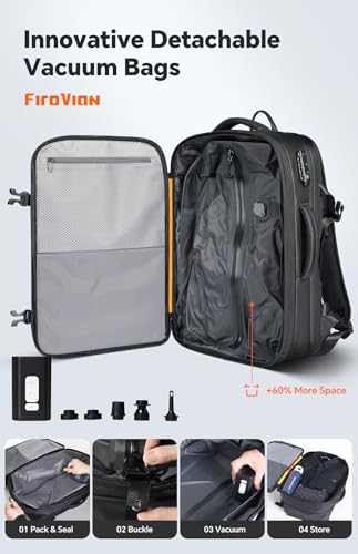 70L Travel Backpack with Vacuum Compression System | 70L Vacuum Backpack, 2 Detachable TPU Bags, TSA Lock, Fits 16" Laptop, Water-Resistant Travel & Business