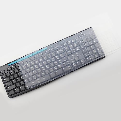 Keyboard Cover Skin for Logitech MK370 MK295 MK275 MK270 Wireless Keyboard, Logitech K200 K260 K270 K275 K295 MK200 MK260 Ultra Thin Desktop PC Silicone Keyboard Cover-Clear - color: Clear