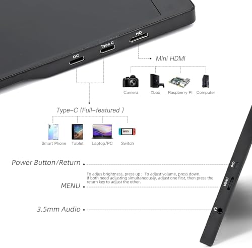 QQU 14" Portable Touchscreen Monitor, 1920 x 1200 IPS/HDR Ultra-Slim Travel Display with VESA Mount & Smart Cover, Kickstand & Speakers, HDMI USB-C External Monitor for Laptop, PC,Phone, Tablet, PS4/5