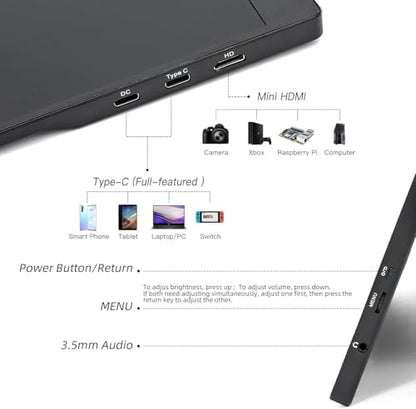 QQU 14" Portable Touchscreen Monitor, 1920 x 1200 IPS/HDR Ultra-Slim Travel Display with VESA Mount & Smart Cover, Kickstand & Speakers, HDMI USB-C External Monitor for Laptop, PC,Phone, Tablet, PS4/5