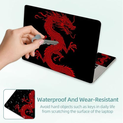 Universal Laptop Skin Decal, 3-Piece Vinyl Protector for 12 13 14 15.6" Notebook, Waterproof Anti-Scratch, Easy Trim & Bubble-Free Finish, Red Chinese Dragon - color: Red Chinese Dragon
