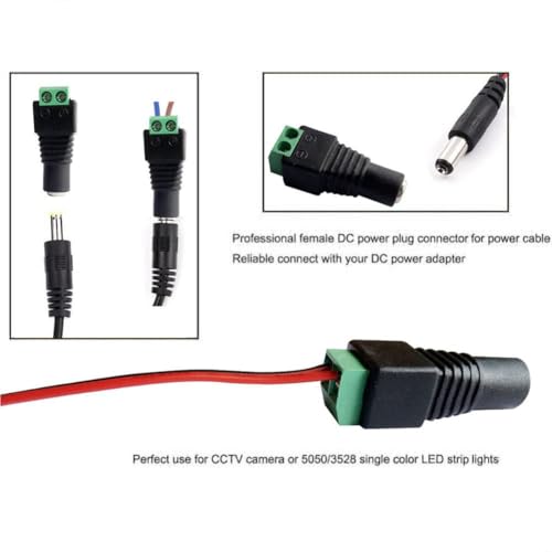 10 Pairs 12V 5A DC Power Plug Connectors (5.5mm x 2.1mm) | 10 Male & 10 Female Jacks, LED Strips, CCTV Cameras, Security Systems, Durable Barrel Adapters