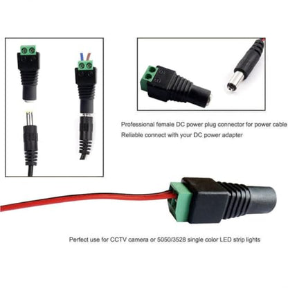 10 Pairs 12V 5A DC Power Plug Connectors (5.5mm x 2.1mm) | 10 Male & 10 Female Jacks, LED Strips, CCTV Cameras, Security Systems, Durable Barrel Adapters