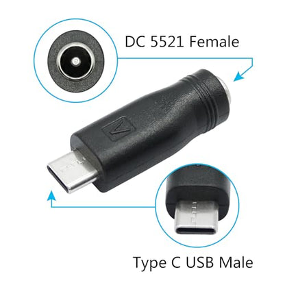 DC 5.5mm x 2.1mm to USB C Adapter, 5V DC 5521 Female to USB Type C Male Plug Convert Connector Power (4Pcs) - style: DC to USB Type C - 4Pcs