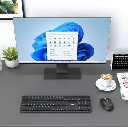 Arteck 2.4G USB Wireless Keyboard Full Size Keyboard for Computer/PC/Laptop