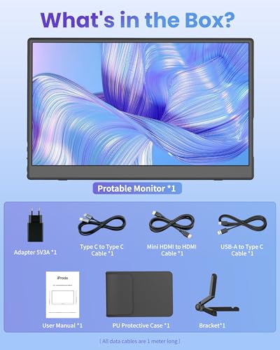 15.6 inch Wireless Portable Monitor for Laptop Support AirPlay Miracast | FHD 1080P IPS Display,USB-C & HDMI,G-Sensor Auto-Rotate,Plug & Play,Travel Monitor Compatible with PC,Phone,PS4/5,Xbox,Switch - size: 15.6 inch W-2