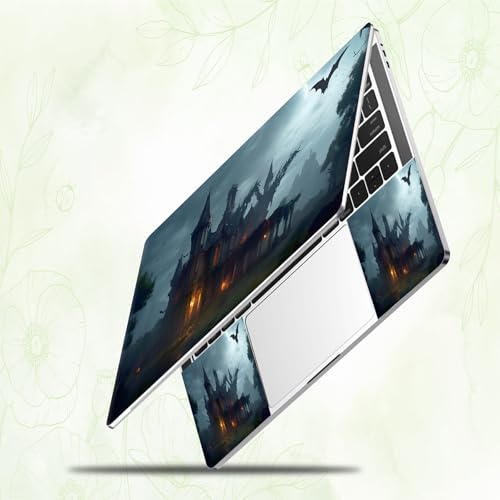 Laptop Skin Sticker Decal, Universal Reusable Vinyl Laptop Cover for 12" 13" 13.3" 14" 15" 15.4" 15.6" Notebook PC, Waterproof Scratch-Resistant with 2 Wrist Pads, Easy to Apply & Remove,Castle Bat - color: Castle Bat