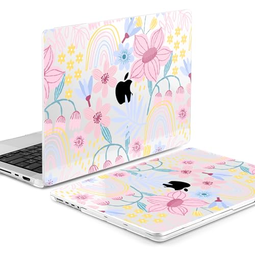 TWOLSKOO Compatible with MacBook Pro 14 inch Case M5 2026 2025-2021 Release M4 M3 M2 M1 Pro/Max Chip, Plastic Hard Shell & Keyboard Cover & USB C to USB Adapter & Screen Film, Floral Spring - color: Floral Spring