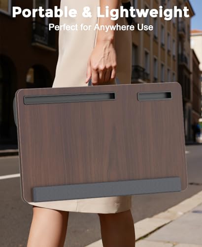Lap Desk 2-Pack - Up to 17” Laptop with Wrist Rest, Portable Handle, 2 Self-Adhesive PVC Mouse Pads, Tablet & Phone Slots, Laptop Stand for Bed with Cushion